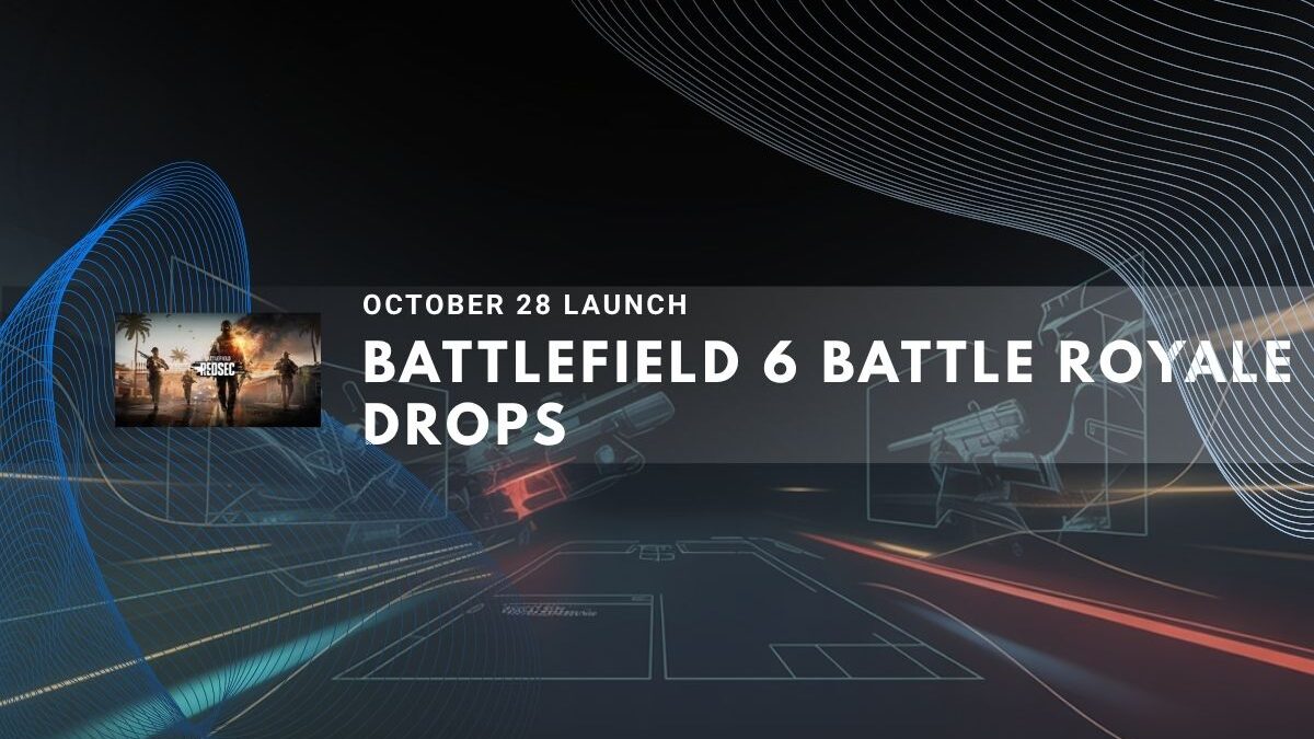 Futuristic battlefield concept art with weapons and maps overlayed.