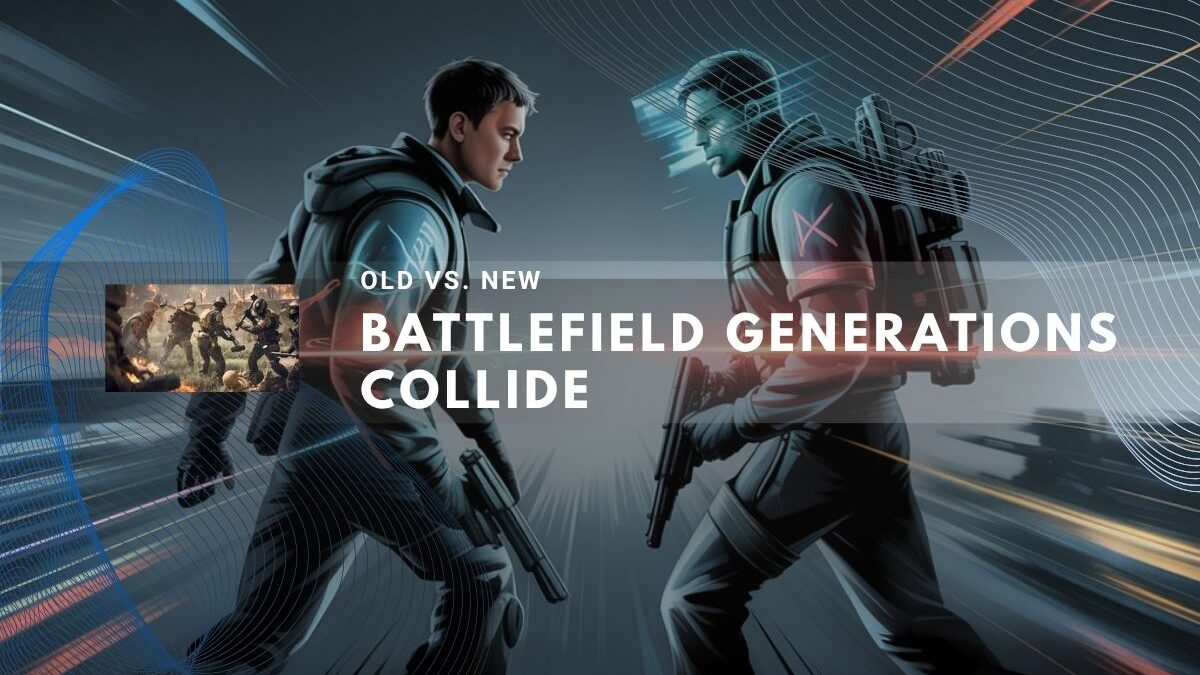 Two soldiers representing different eras face off in battle