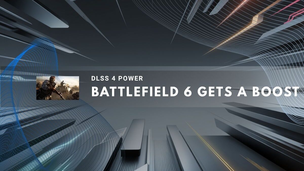 Futuristic abstract lines framing Battlefield 6 upgrade news.