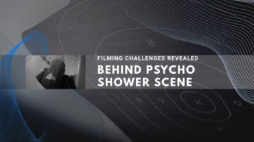 Dark artistic design about filming challenges behind Psycho shower scene