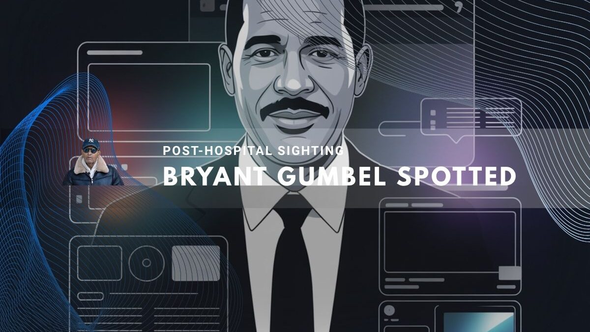 Bryant Gumbel in suit with digital graphics behind him
