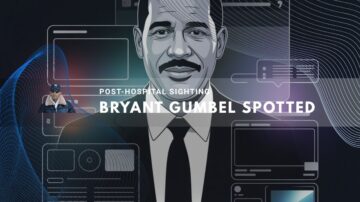 Bryant Gumbel in suit with digital graphics behind him