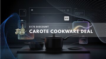 Modern kitchen scene featuring sleek black Carote cookware