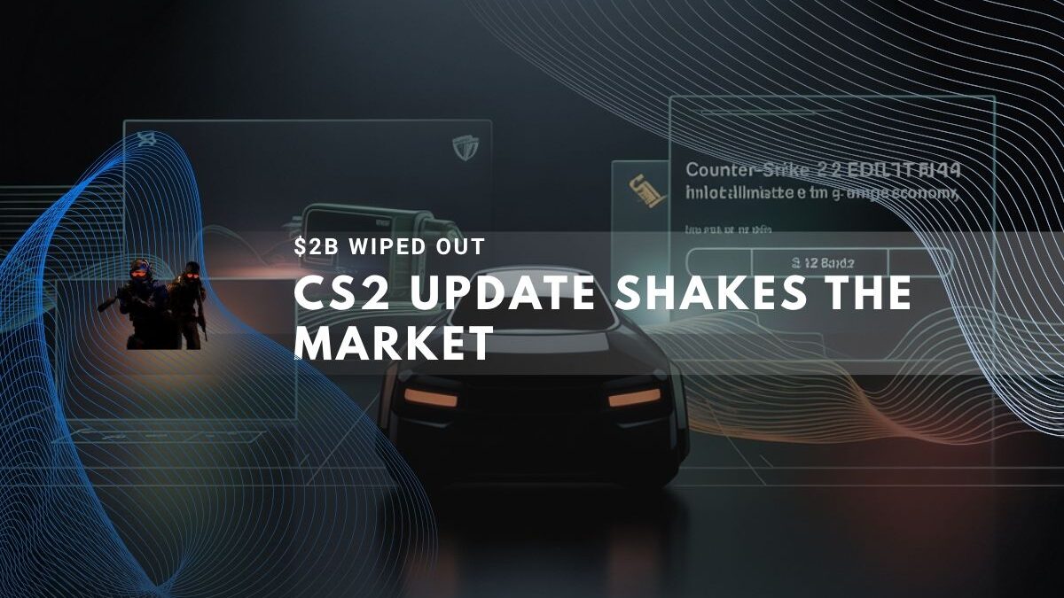 Counter-Strike 2 imagery with market charts and gamers in action