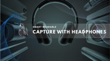 featuring headphones equipped with a built-in camera for recording