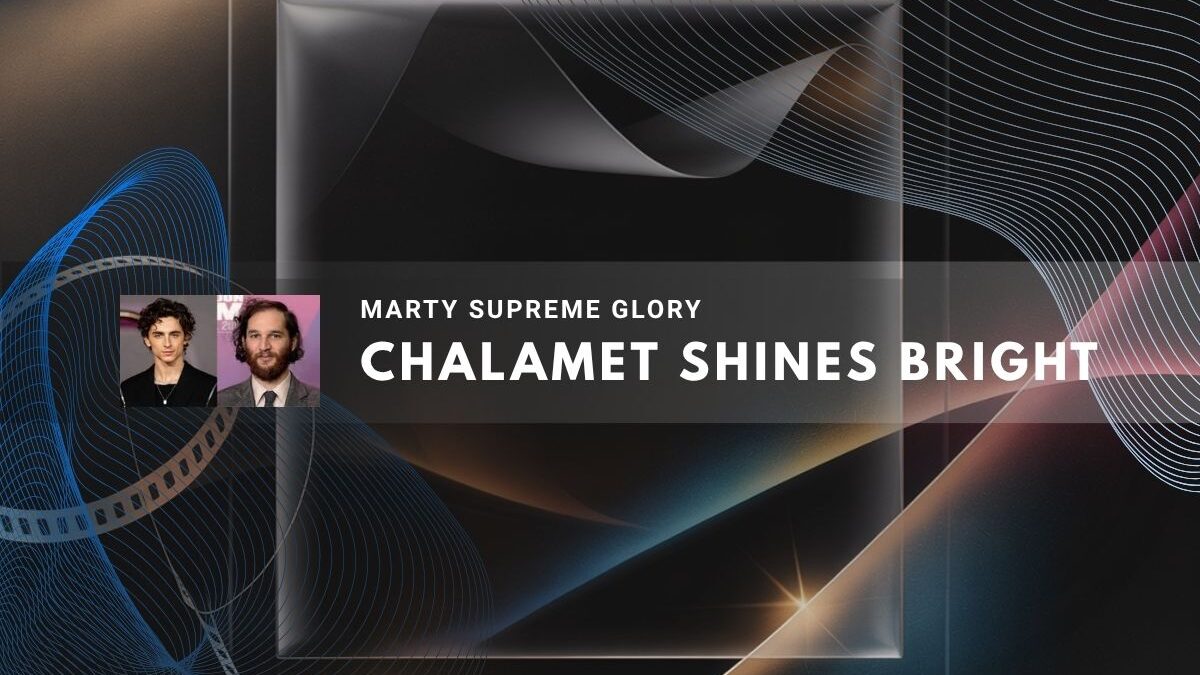 graphic featuring Timothée Chalamet and artistic design elements