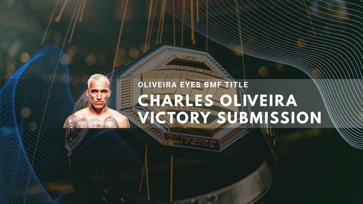 Graphic promoting Charles Oliveira's victory and his pursuit of the BMF Title.