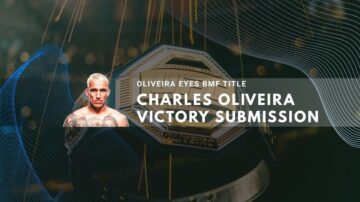 Graphic promoting Charles Oliveira's victory and his pursuit of the BMF Title.