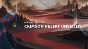 Dramatic landscape featuring red terrain and rugged mountains.
