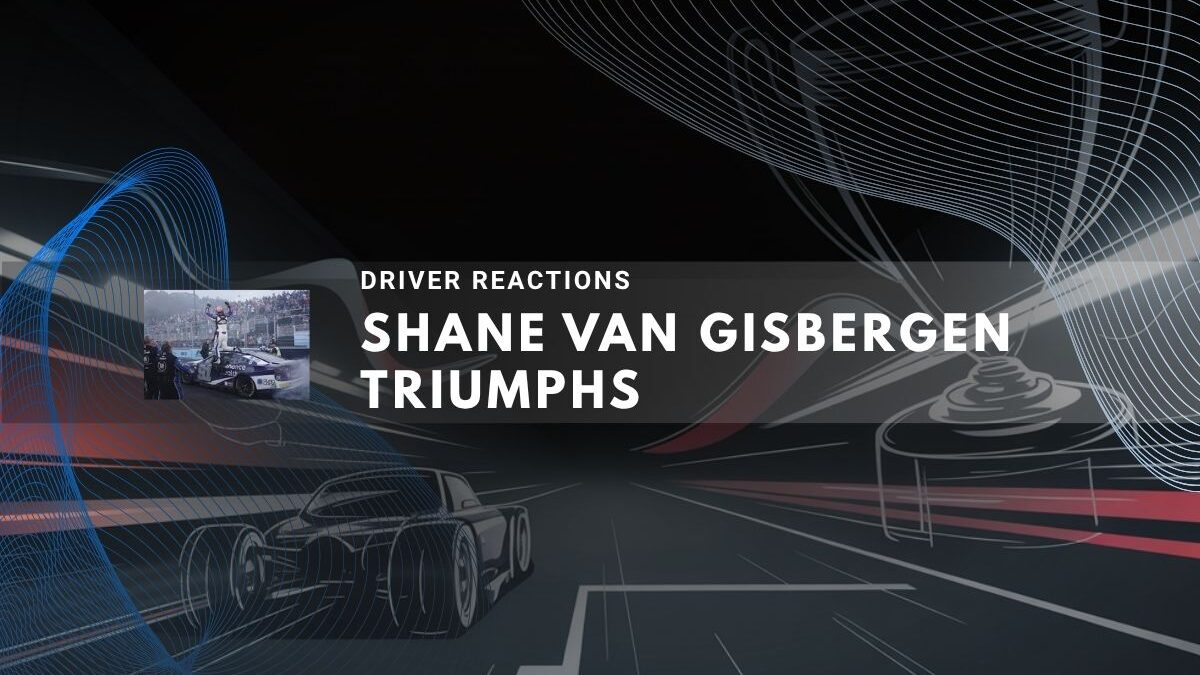 racing scene capturing the excitement of Shane van Gisbergen's victory
