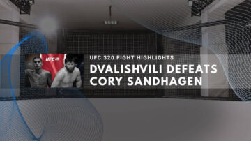 UFC 320 fight highlights showing Dvalishvili's victory over Cory Sandhagen