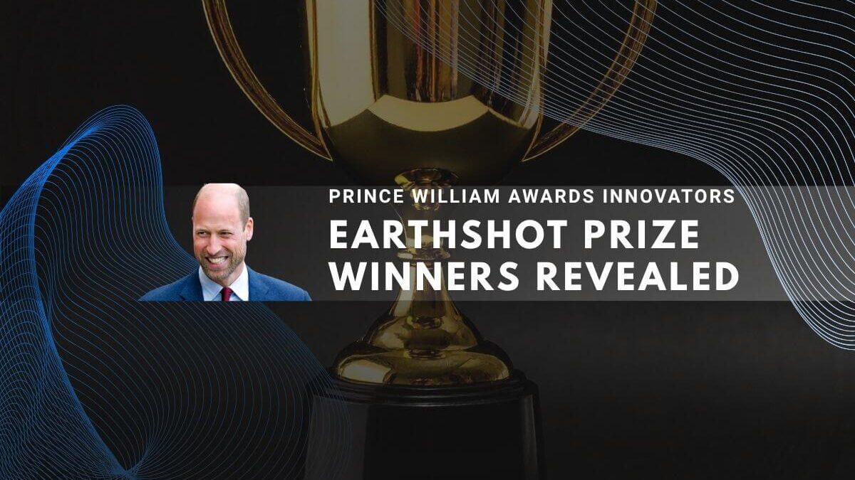 Prince William awards innovators at Earthshot Prize ceremony with golden trophy.