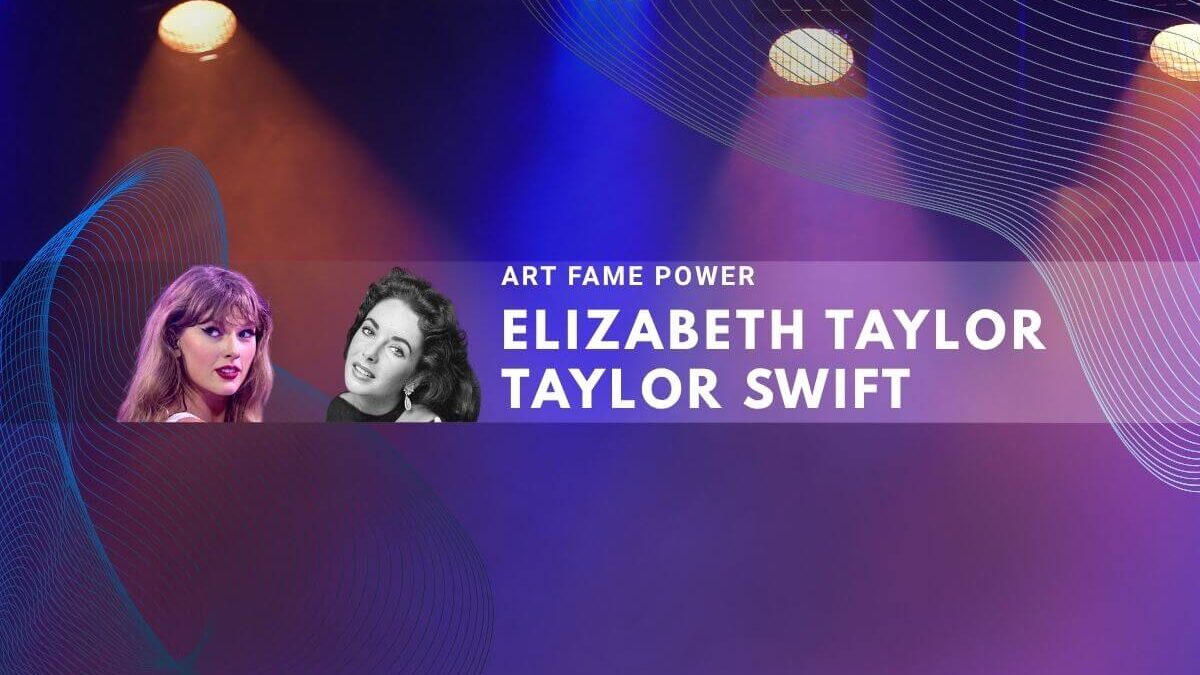 Stage setting with colorful lights featuring Elizabeth Taylor and Taylor Swift elements.