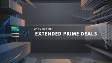 Abstract shopping design promoting major Prime savings event