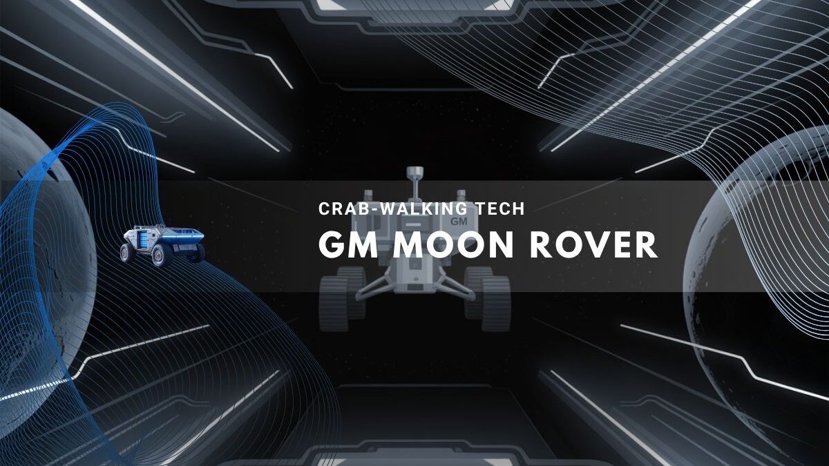 GM's innovative moon rover with crab-walking technology.