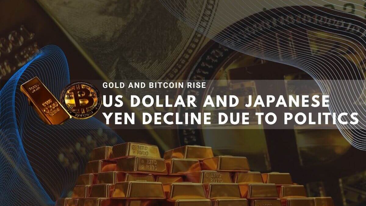 Bitcoin and gold gain value while U.S. dollar and Japanese yen lose strength