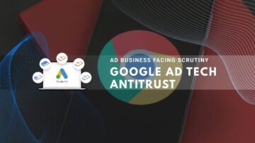 Smartphone with Chrome logo beside Google Ads device on red-black background
