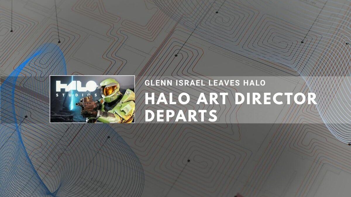 Halo Studios logo with character illustration and abstract design showing art director departure
