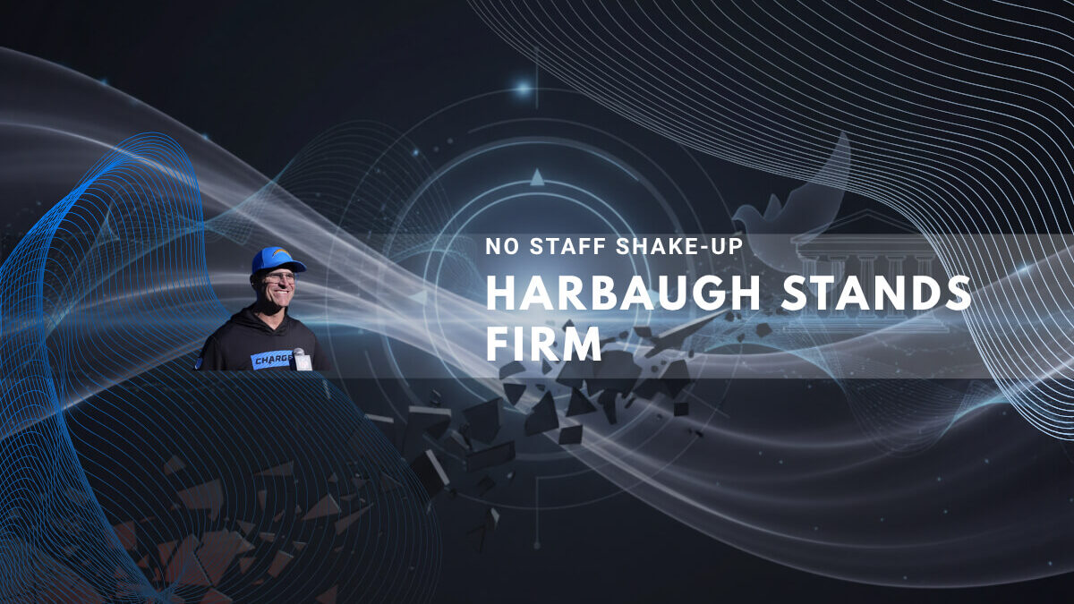 Person in blue hat with "No Staff Shake-Up" text