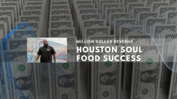 Dollar bills background with "Houston Soul Food Success" headline