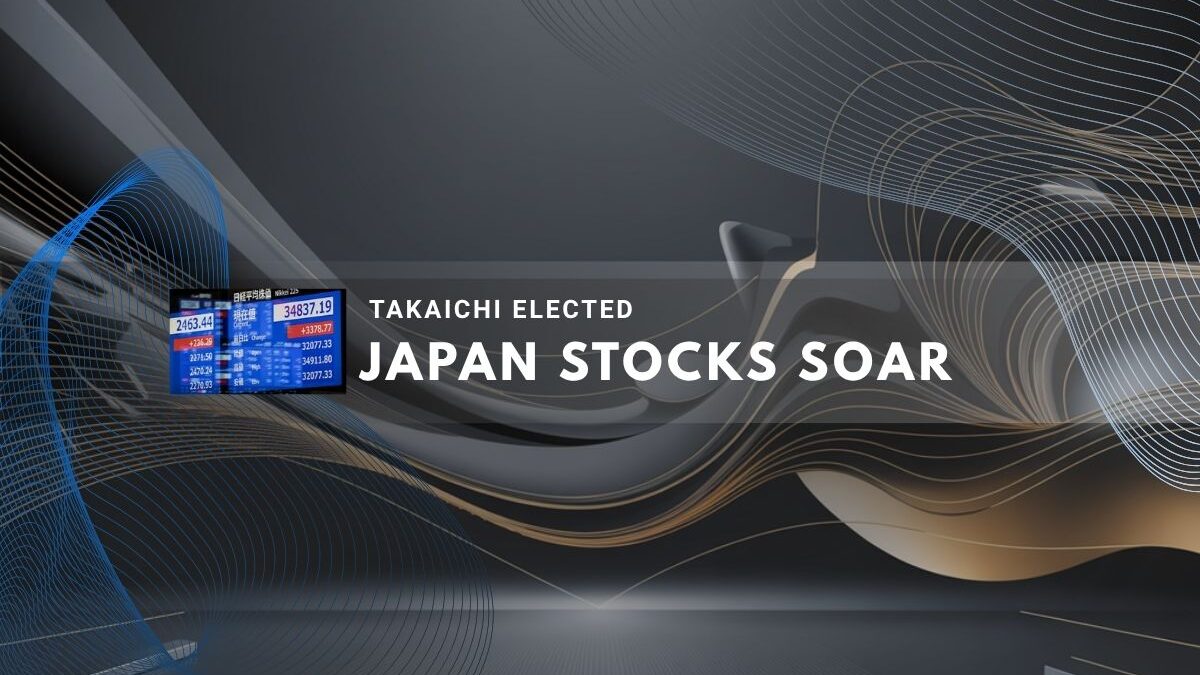 Electronic stock boards display rising market figures in Japan