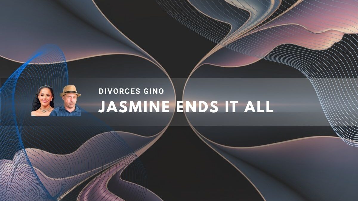 Stylized abstract design with Jasmine and Gino portraits