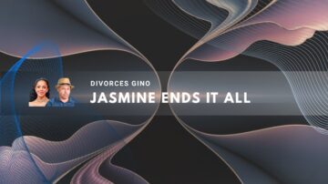 Stylized abstract design with Jasmine and Gino portraits