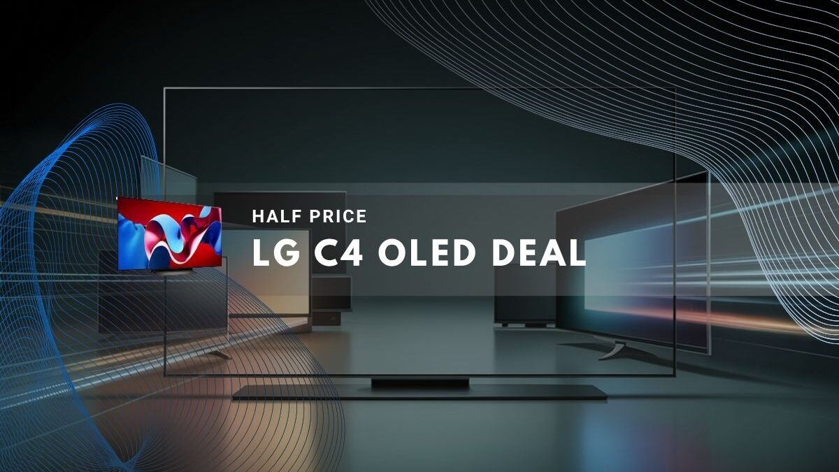 digital artwork showcasing a promotional deal for an LG C4 OLED