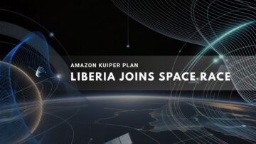 Artistic representation of space and satellite technology