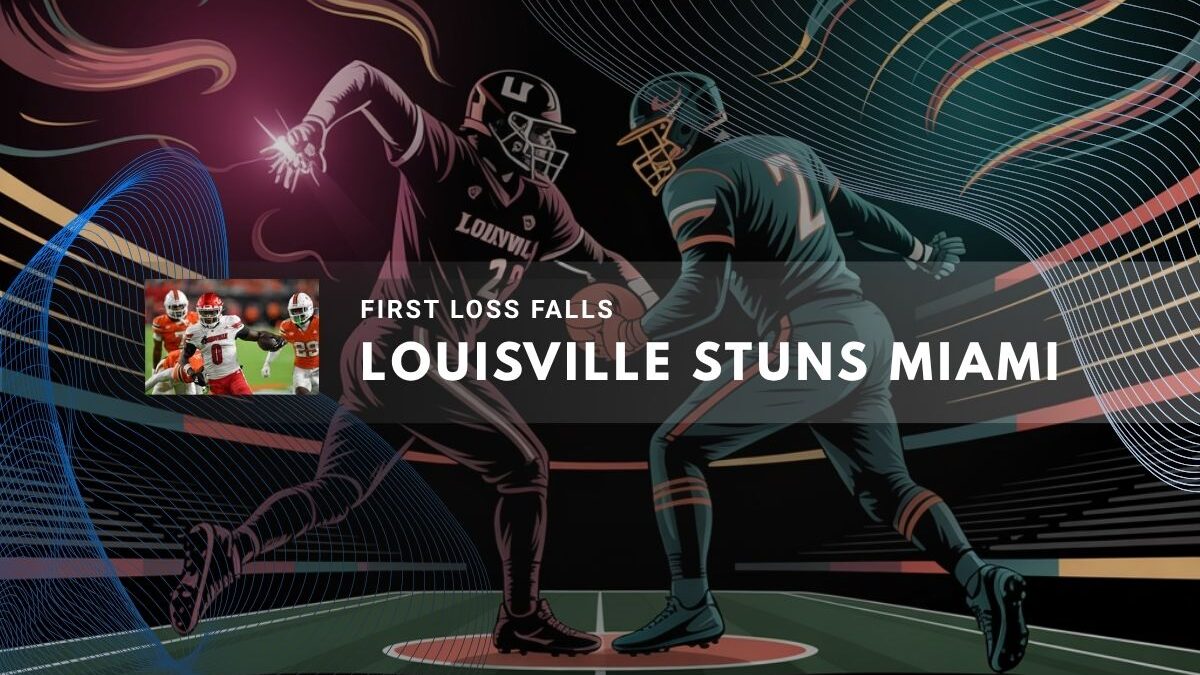 dynamic illustration of two football players in a competitive stance, with abstract tech graphics in the background