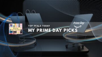 Abstract design featuring a laptop and shopping elements