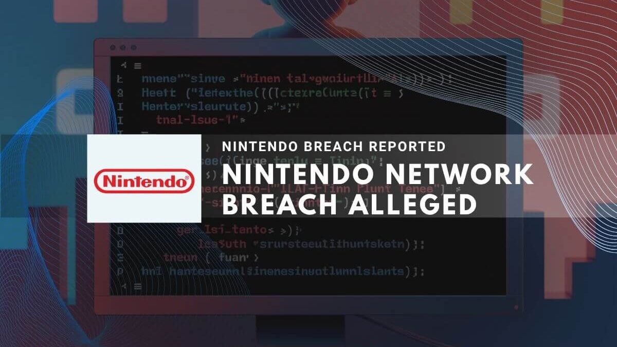 Nintendo Network Breach Alleged text over a computer screen displaying code.