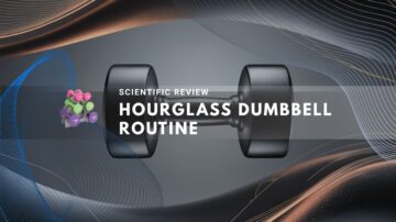 Black dumbbell centered on abstract flowing background.