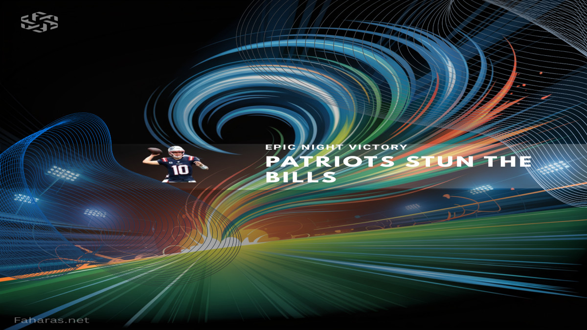 Athlete with ball and Patriots victory text on colorful background