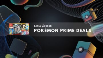 Graphic highlighting early Prime Day deals on Pokémon items.