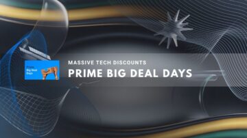 Prime Big Deal Days logo and tech-themed waves