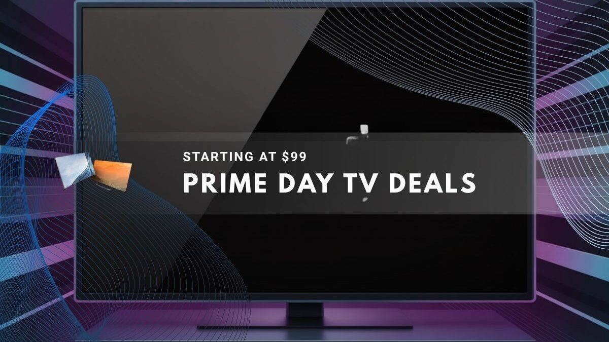 modern television set displayed with glowing purple and blue accents in the background
