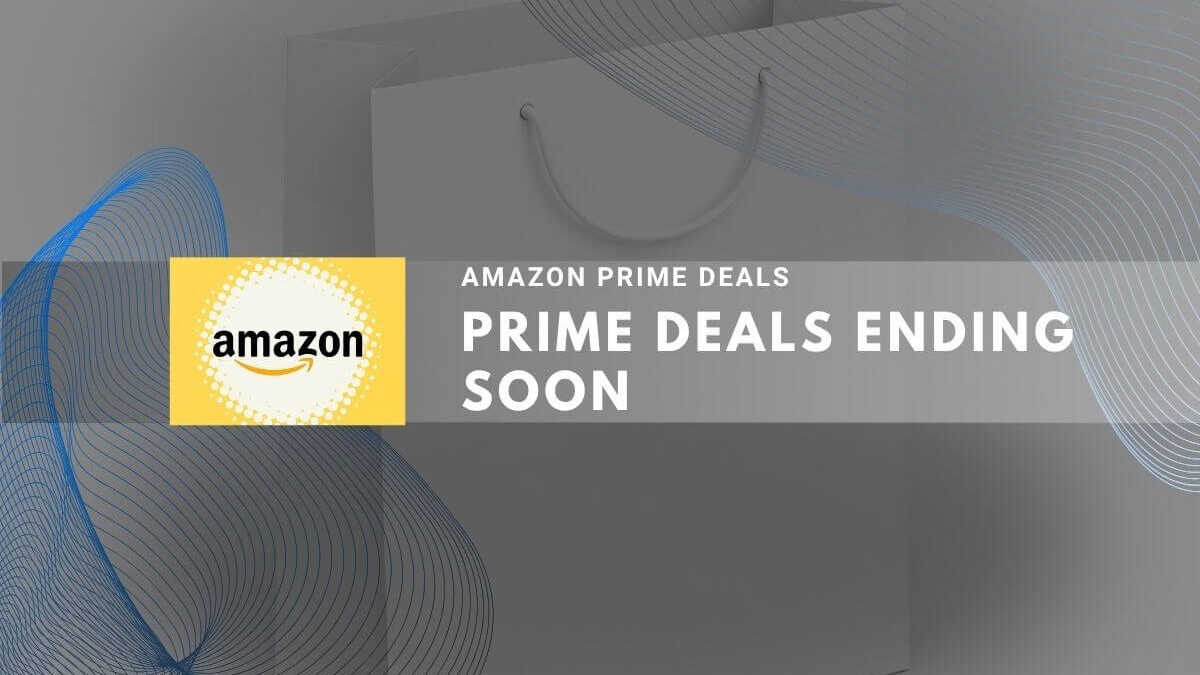 Amazon Prime Deals promotion with ending soon announcement and shopping bag