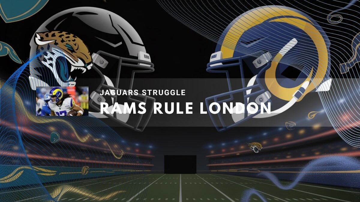 Two football helmets facing off on a vibrant field backdrop.