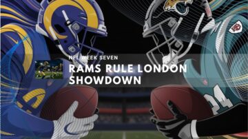 graphic depicting an NFL showdown between the Los Angeles Rams and the Jacksonville