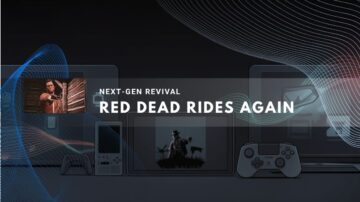 Gaming console setup featuring Red Dead game visuals