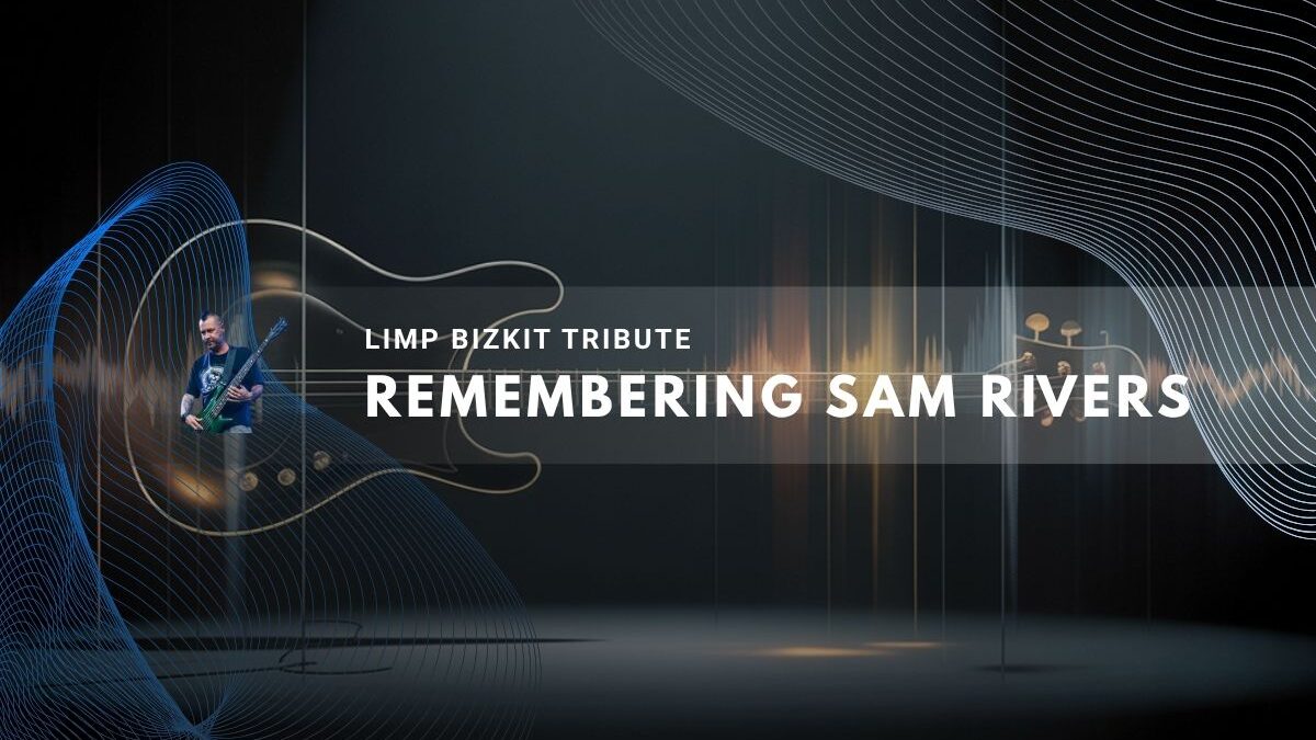 Tribute scene honoring a musician with abstract sound waves