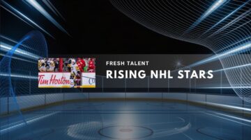Tech-style hockey graphic with players on ice rink