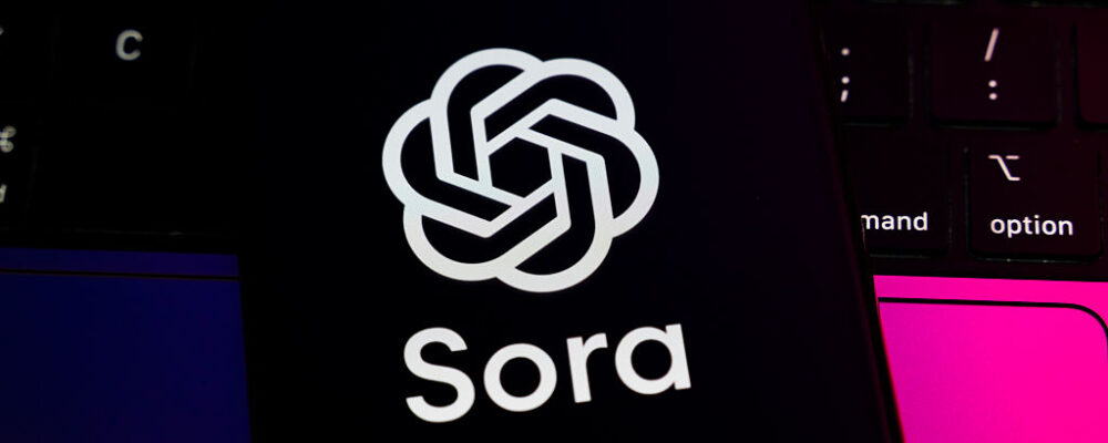 The Sora logo displays on a smartphone screen