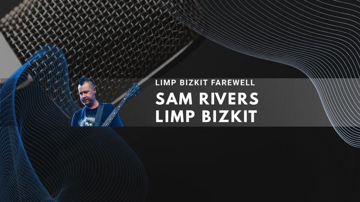 Sam Rivers of Limp Bizkit with guitar and microphone for farewell tour announcement