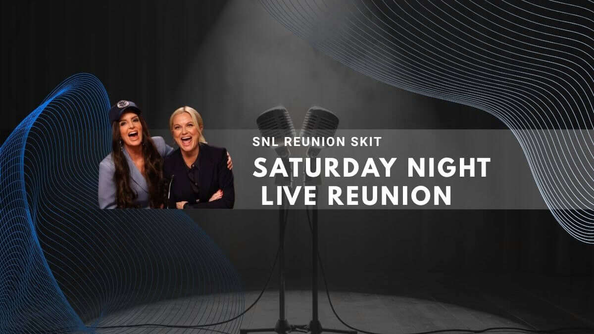 Amy Poehler and Tina Fey smiling together during SNL cold open reunion scene.