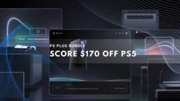 Promotional graphic showcasing a PlayStation 5 and accessories