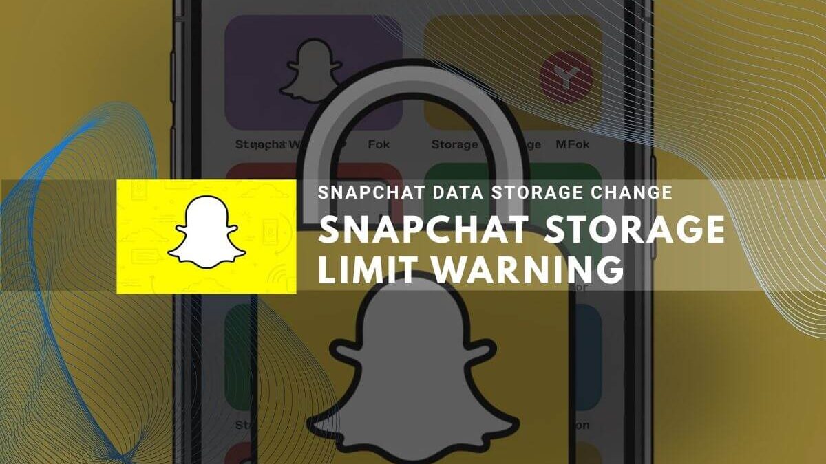 Graphic of a locked Snapchat ghost logo with text: "SNAPCHAT STORAGE LIMIT WARNING."