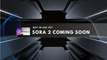 Futuristic metallic tunnel with text announcing Sora 2 release