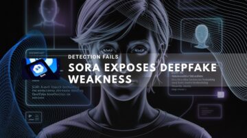 Digital illustration of a person surrounded by deepfake detection screens
